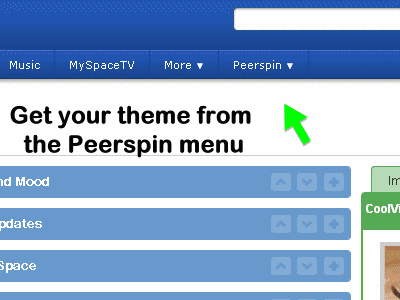 Customize MySpace by Peerspin software